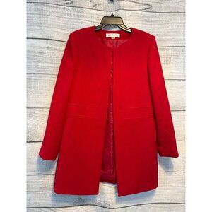 Tahari Red Ponté Knit Topper Jacket Size 10